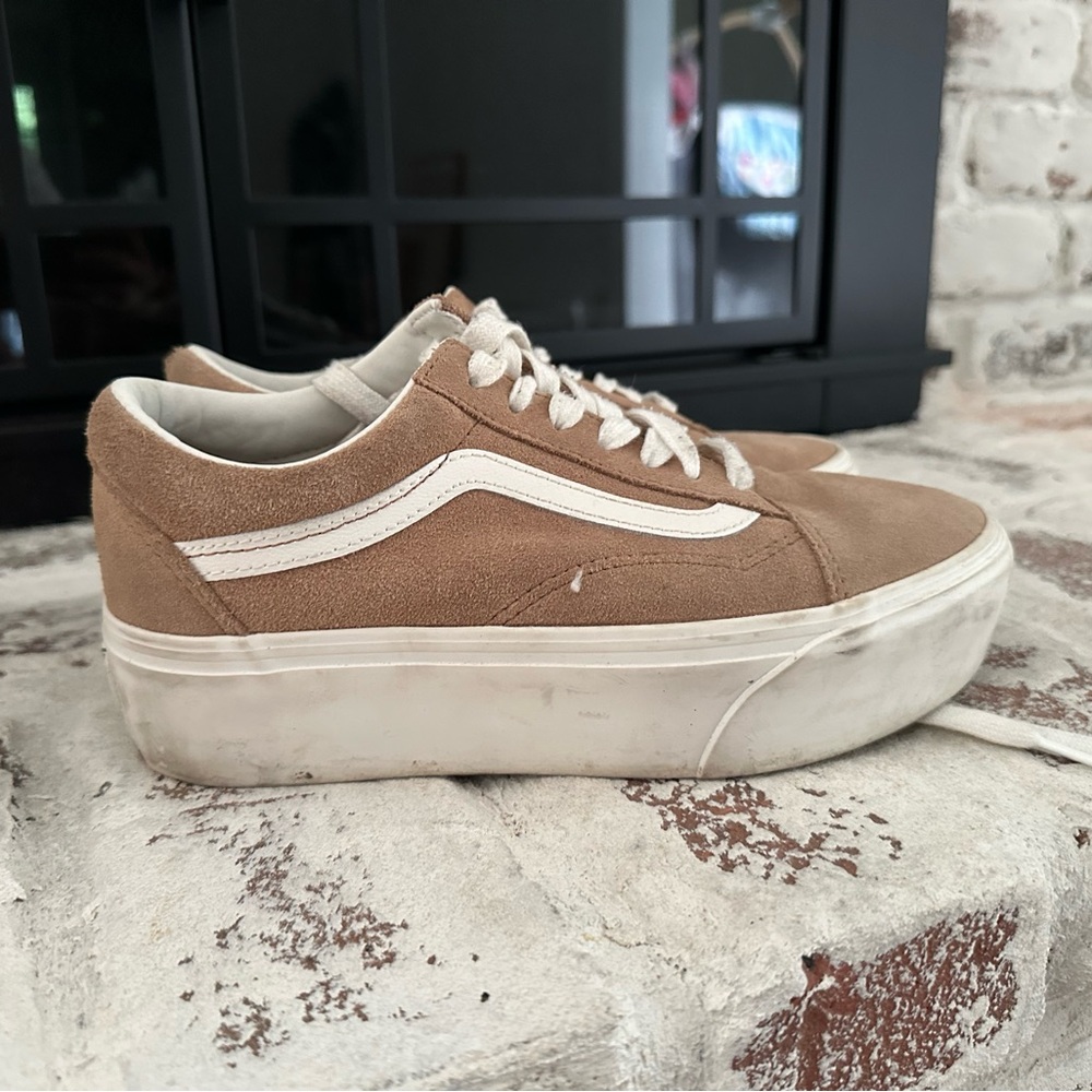 Vans Women's Tan Suede Platform Sneakers